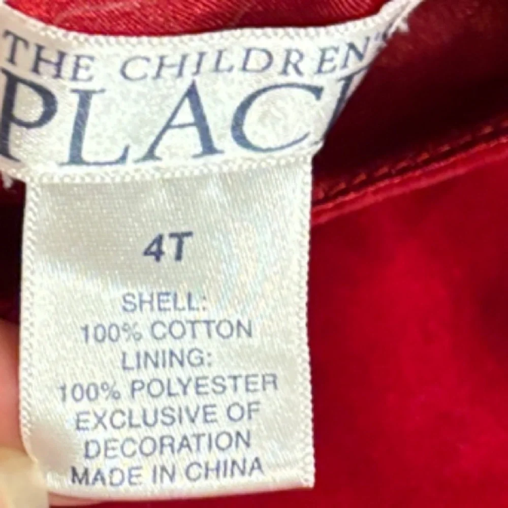 The Children's Place Red Floral Velvet Cotton Girls Dress‎ - Picture 6 of 9